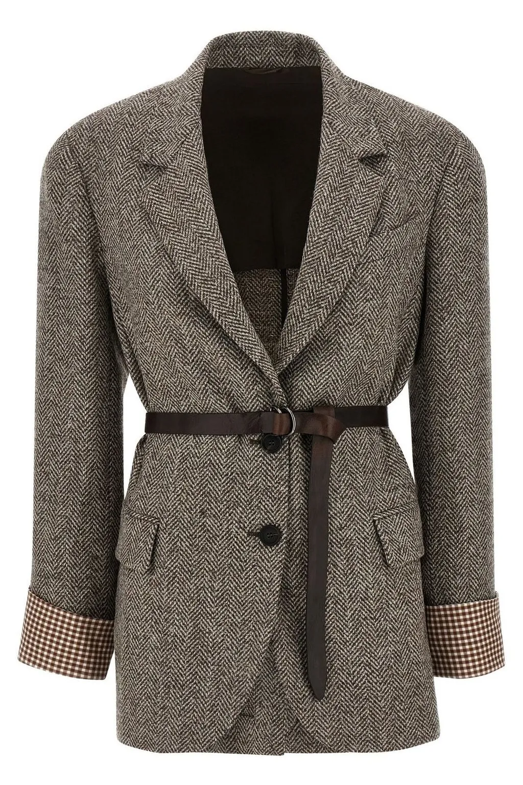 Peak Lapel Belted Blazer