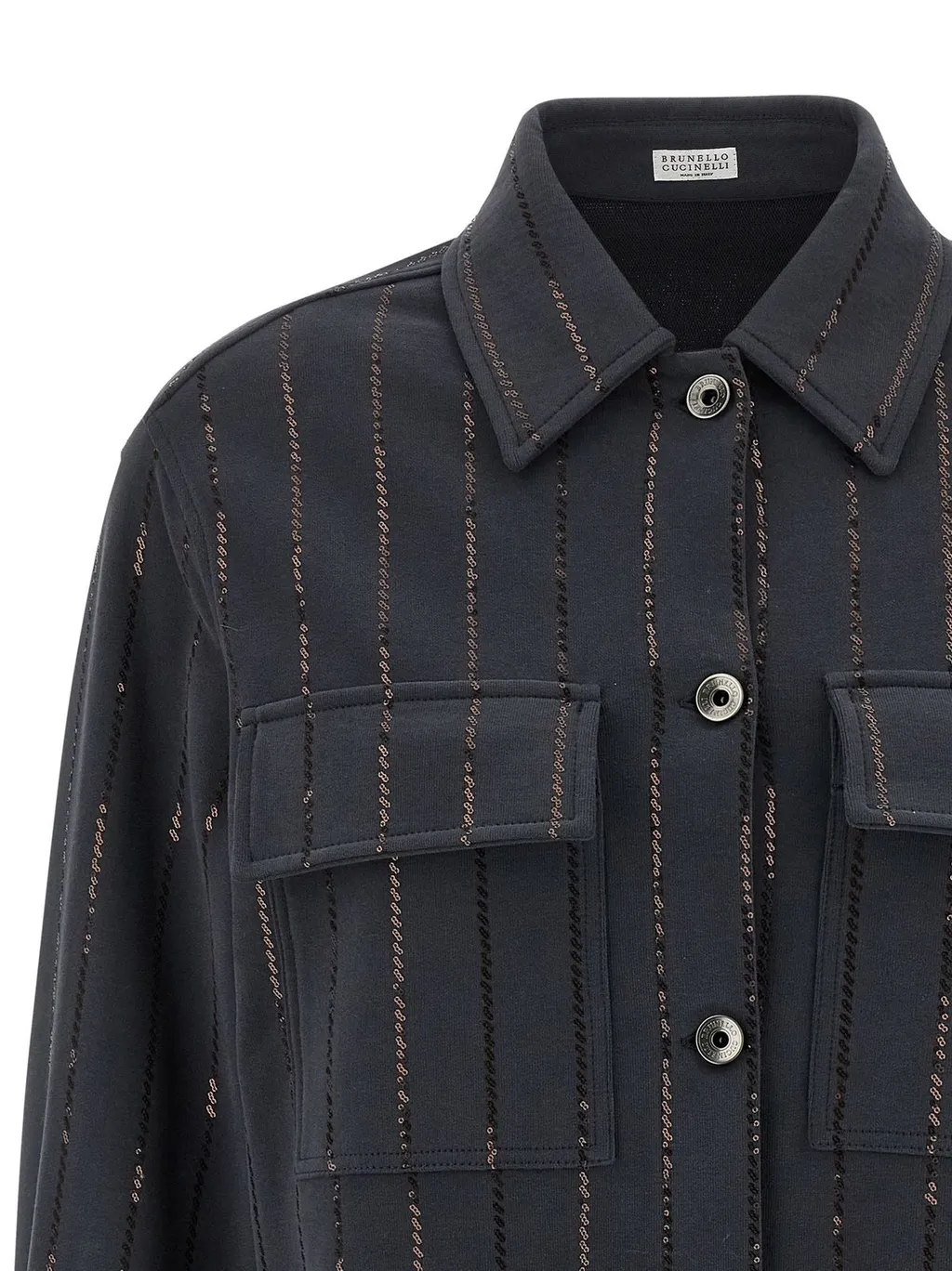Sequin Embellished Fleece Shirt