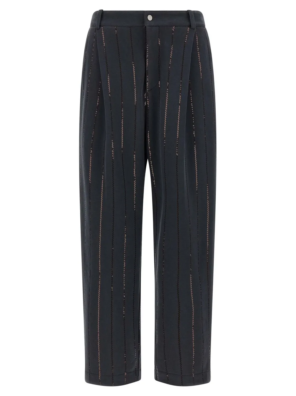 Dazzling Chalk Stripe Embroidered Joggers