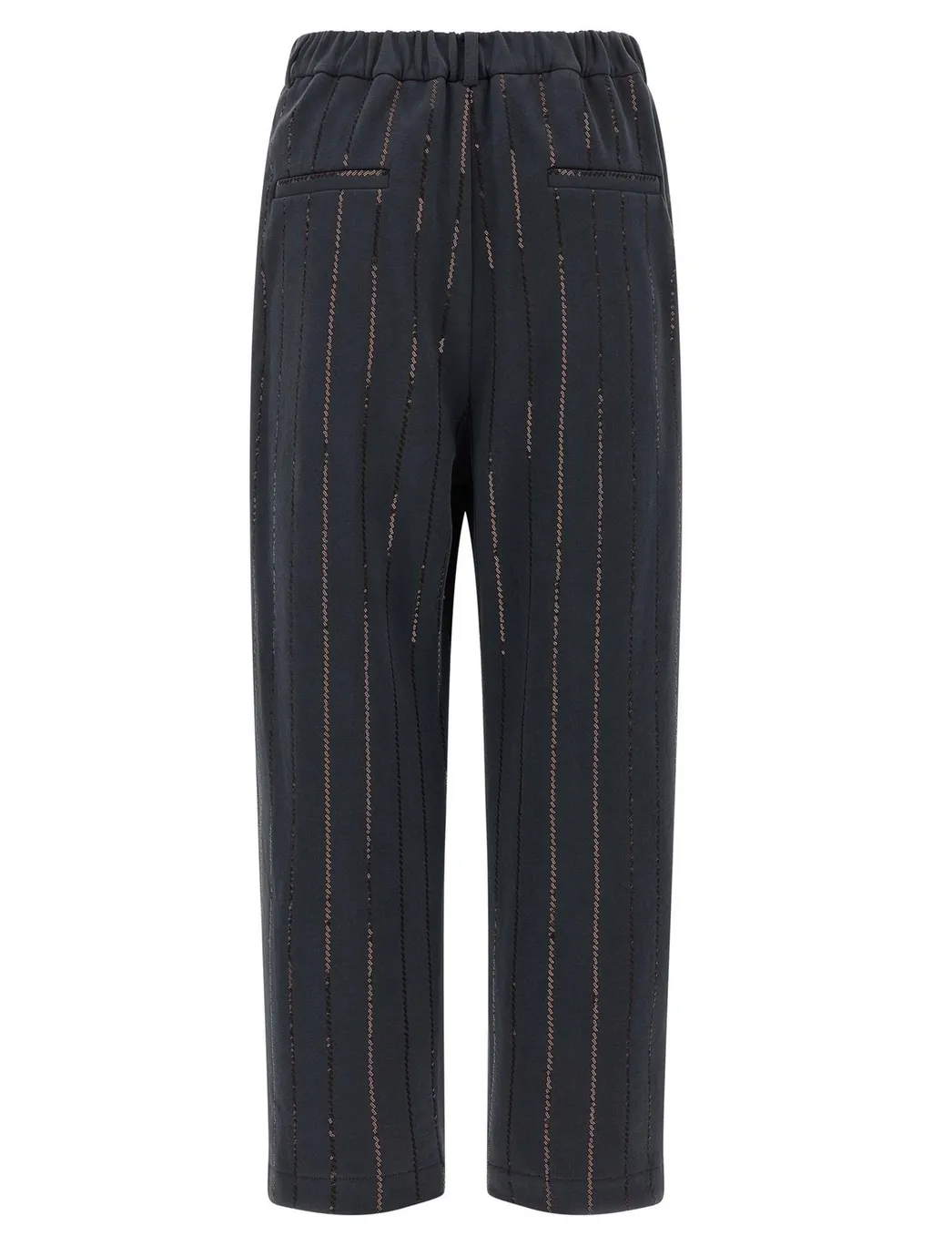 Dazzling Chalk Stripe Embroidered Joggers