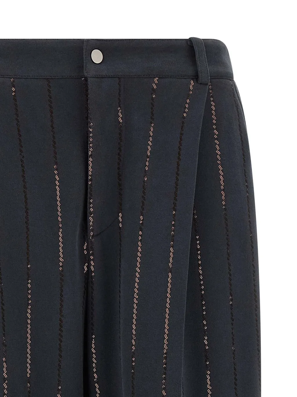 Dazzling Chalk Stripe Embroidered Joggers