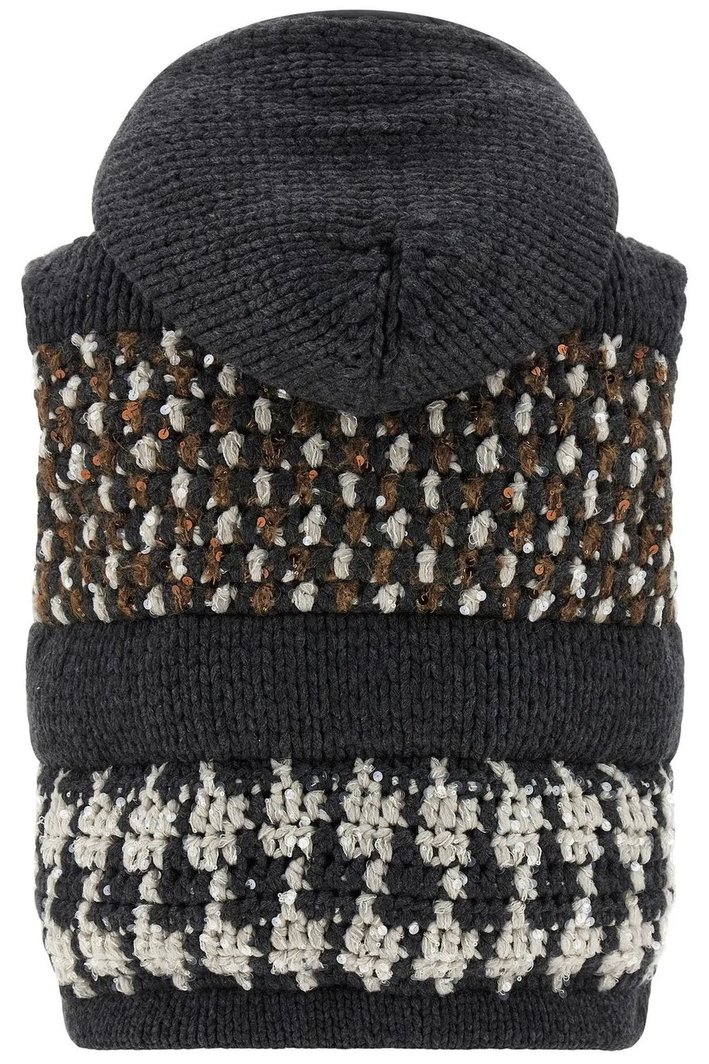 Macro Prince Of Wales Opera Knit Hooded Down Vest