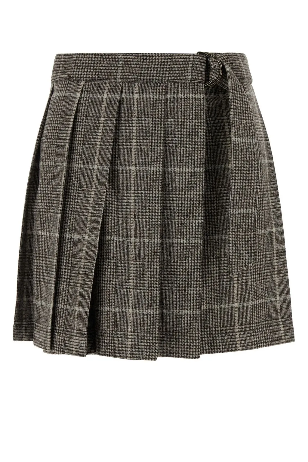 Pleated Check Midi Skirt