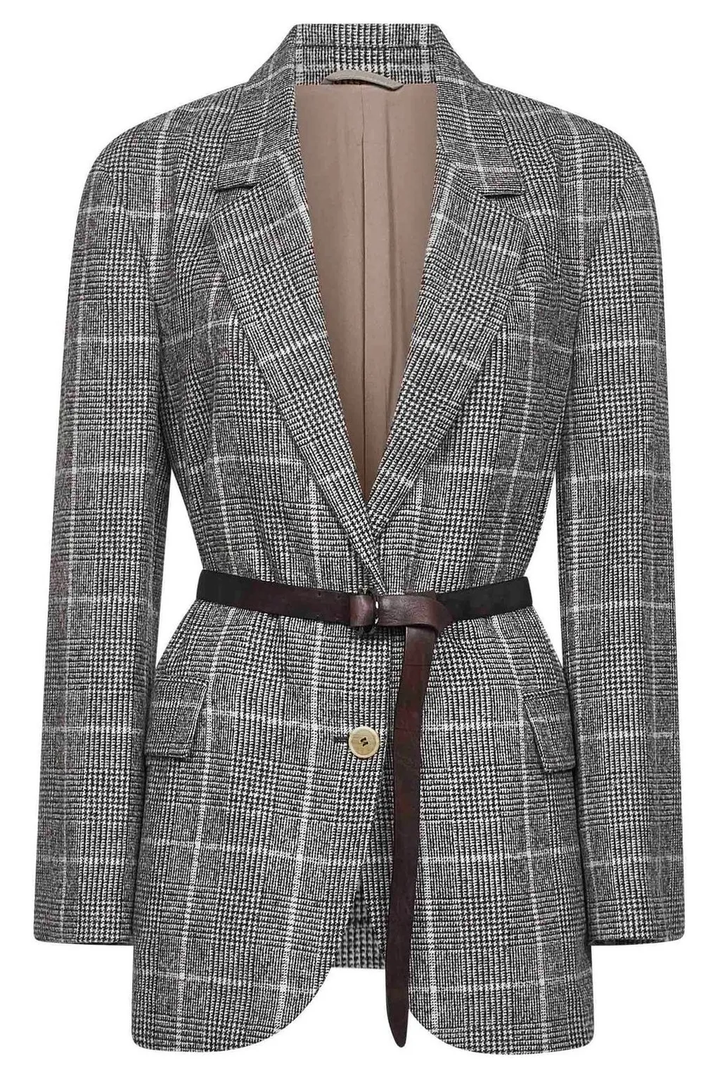 Checked Belted Jacket