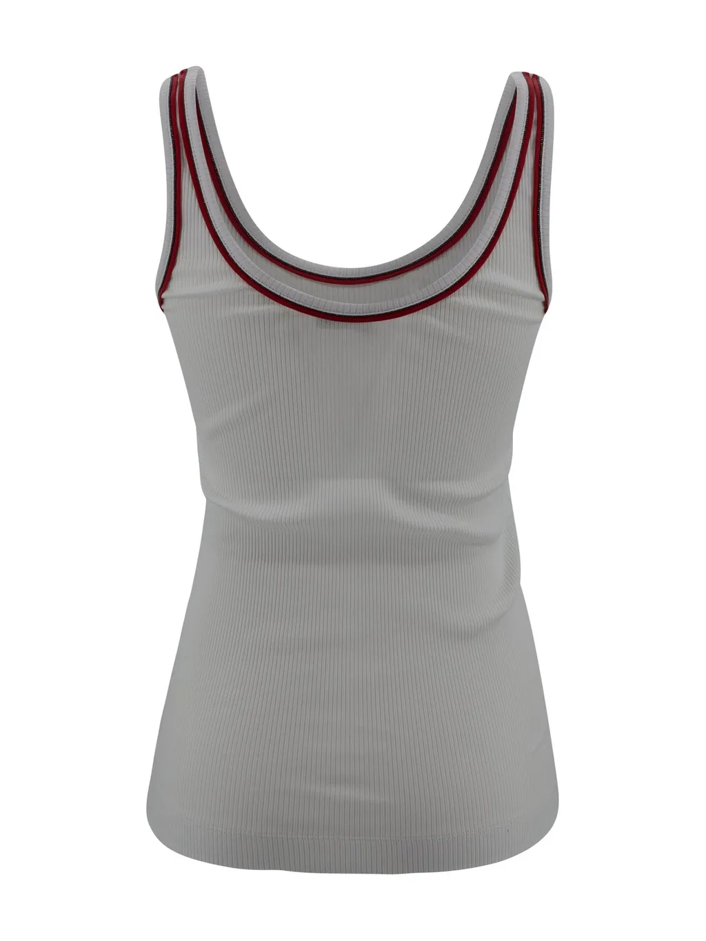 Piped-Trim Ribbed Tank Top