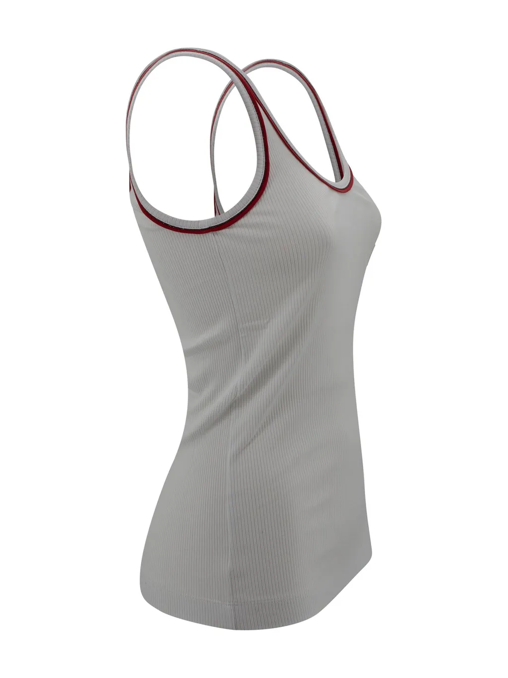 Piped-Trim Ribbed Tank Top