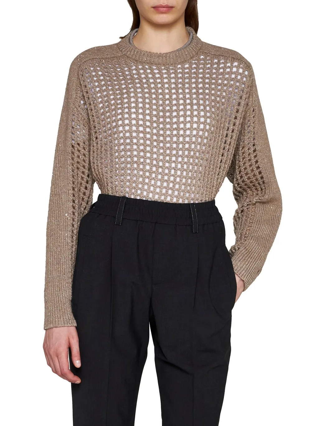 Sequin Detailed Wide-Knitted Sweater