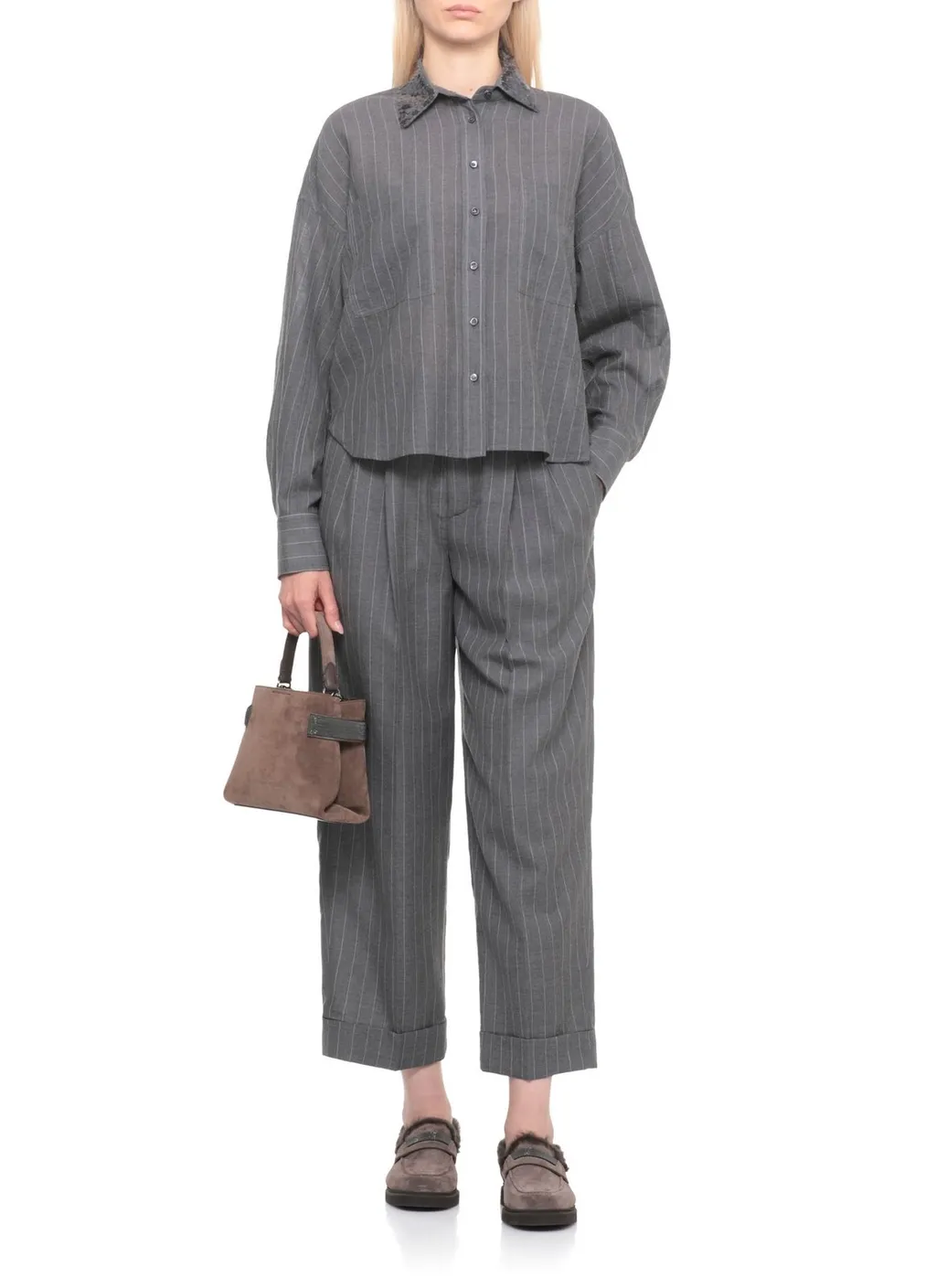 Pinstriped Cropped Pants