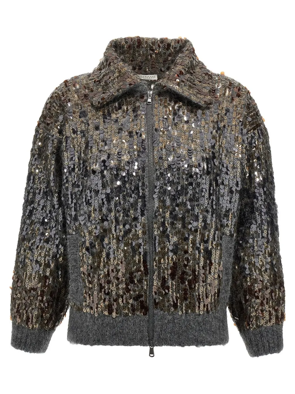 Sequin Embellished Zipped Cardigan