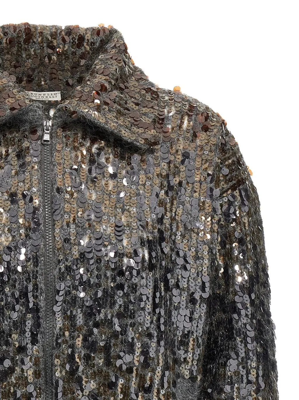 Sequin Embellished Zipped Cardigan