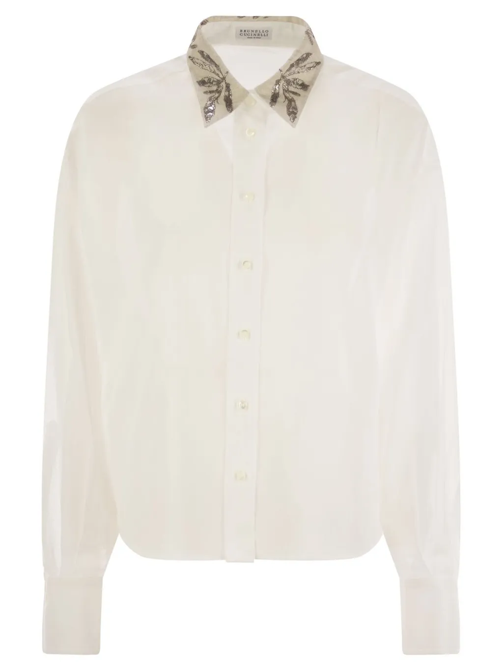 Floral Embroidered Long-Sleeved Shirt