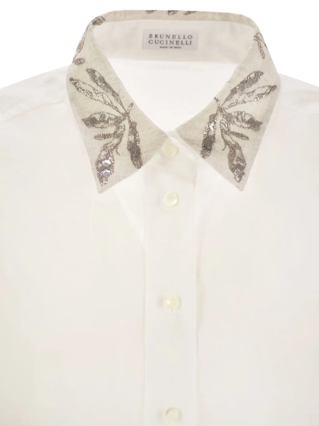 Floral Embroidered Long-Sleeved Shirt