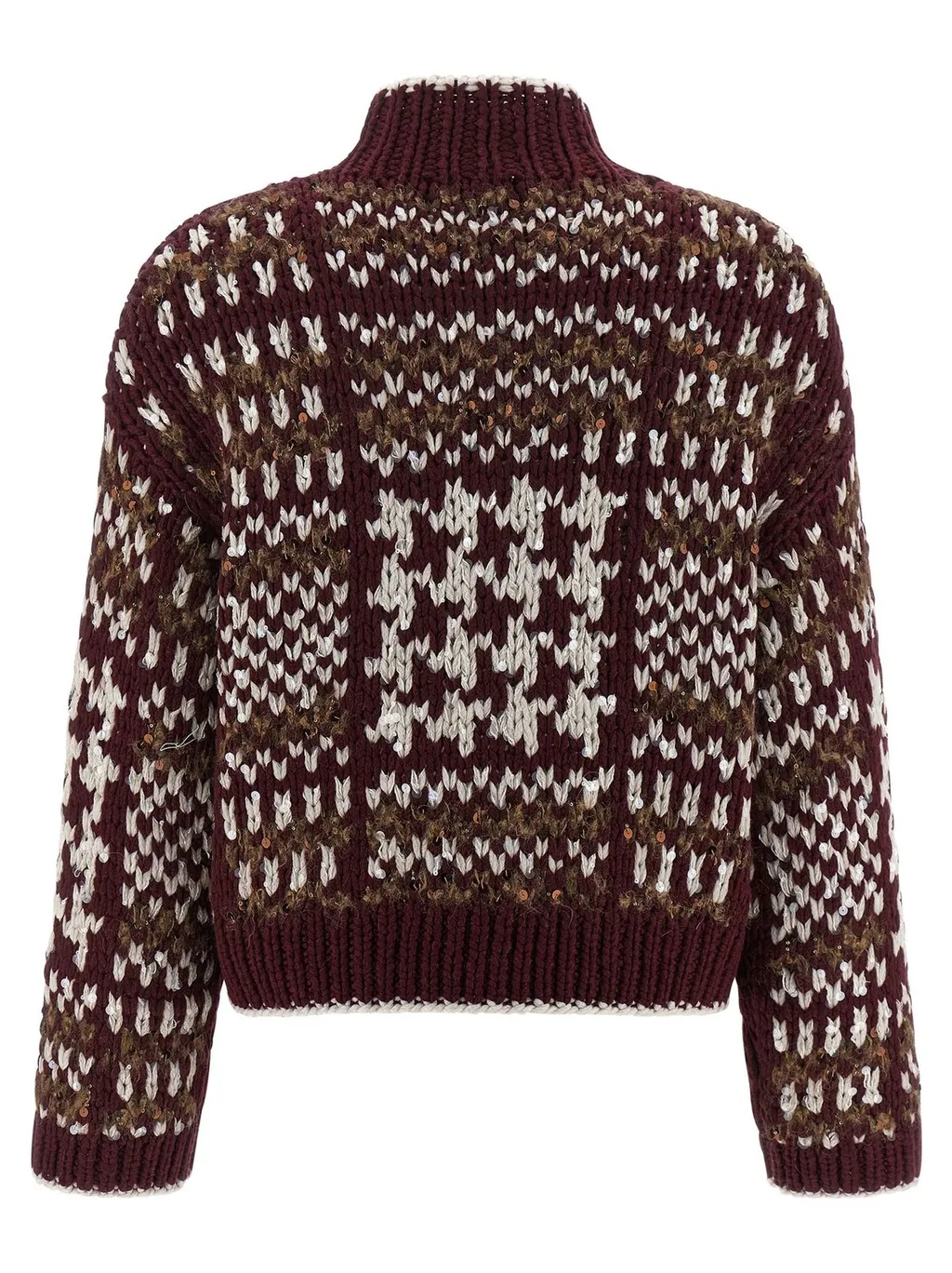 Sequin Embellished Mock Neck Sweater