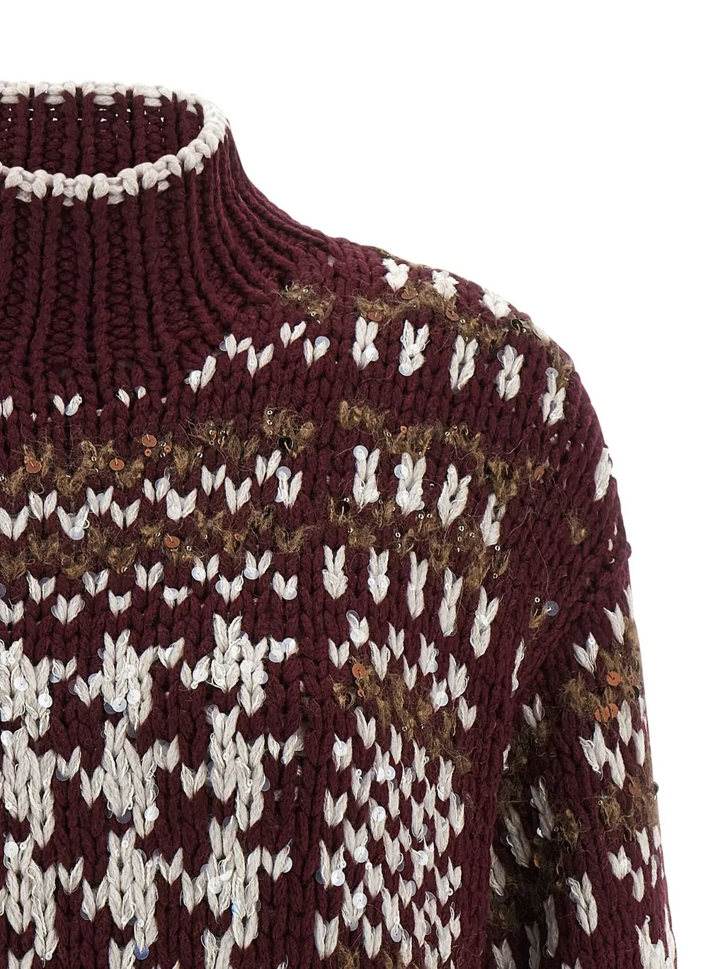 Sequin Embellished Mock Neck Sweater