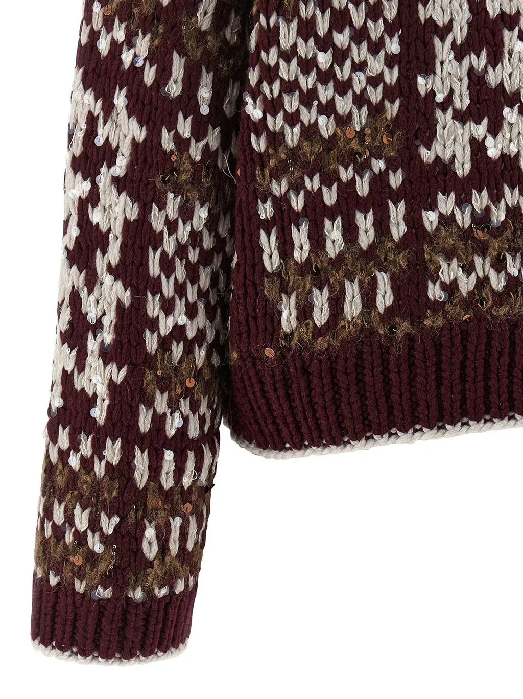 Sequin Embellished Mock Neck Sweater