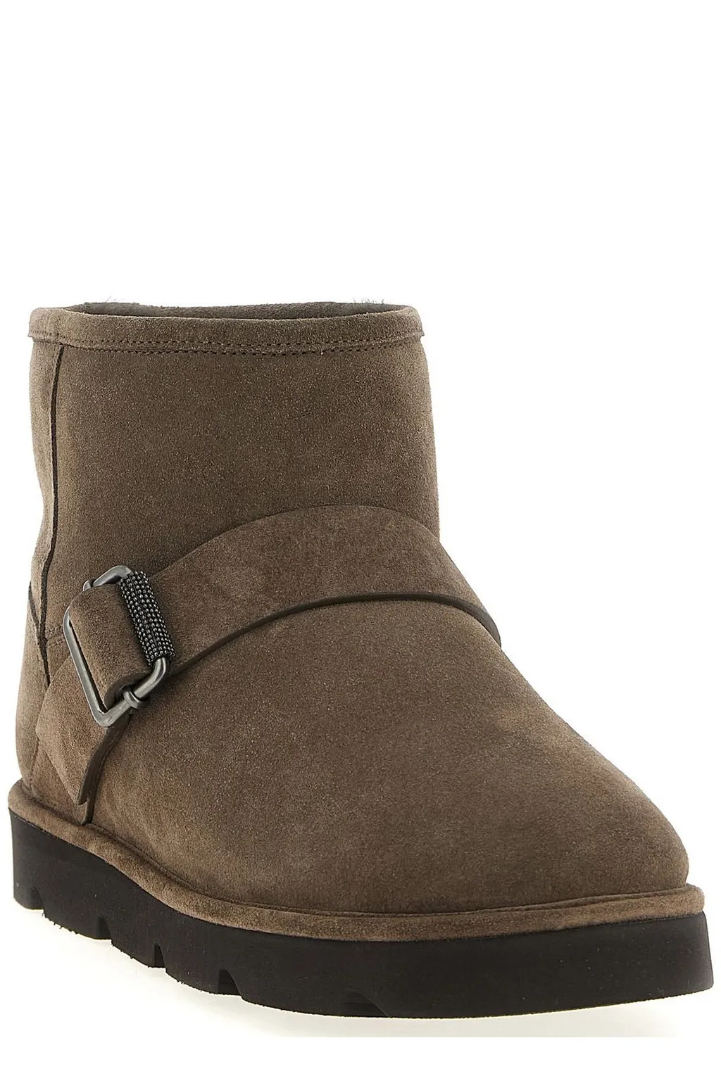 Monile Detailed Buckle Strap Ankle Boots