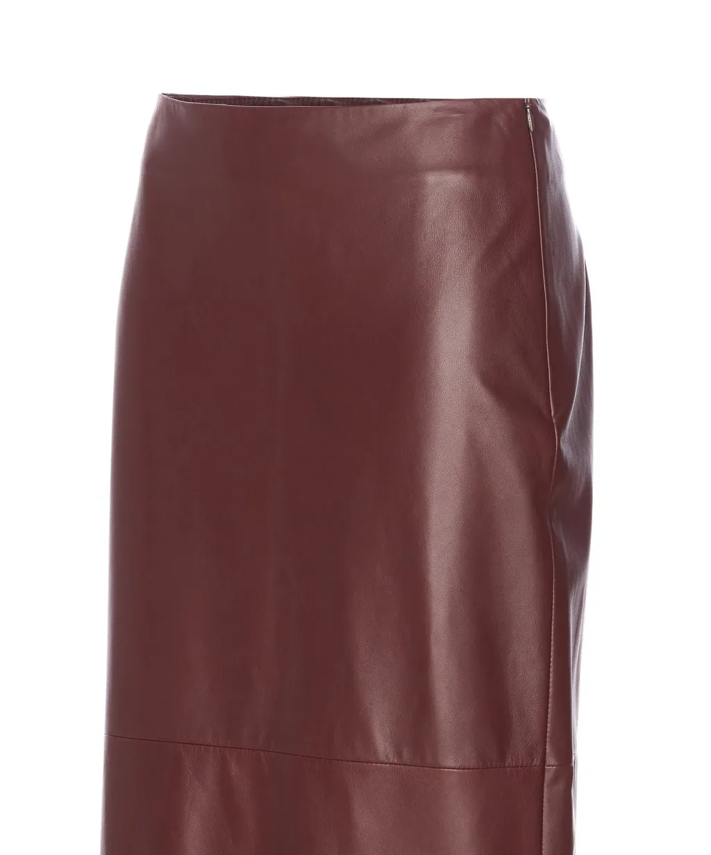 Column Long Leather Skirt