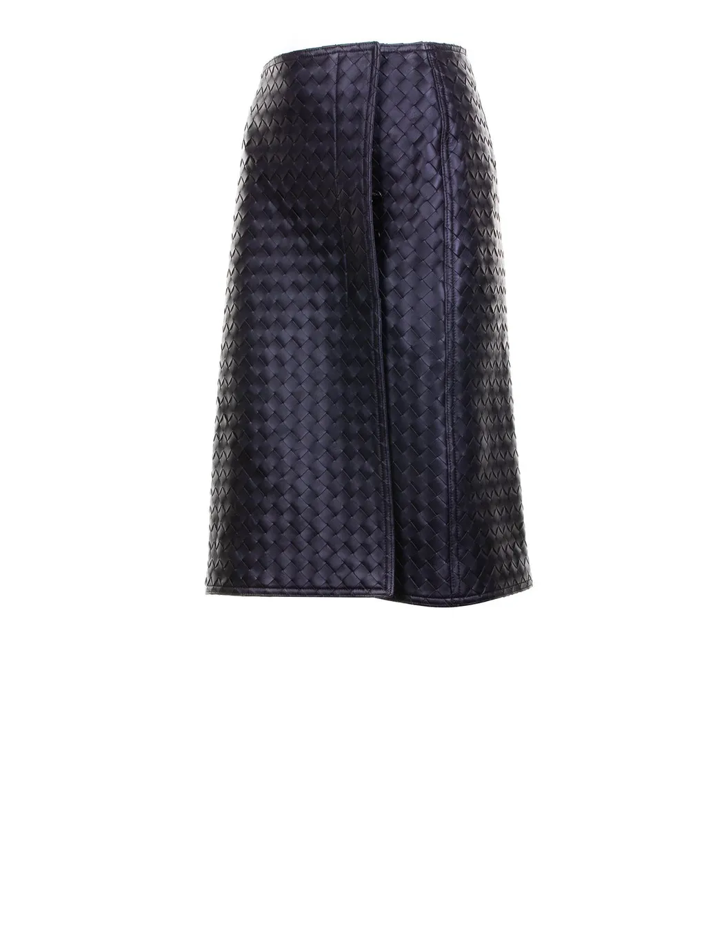 Intrecciato Leather Midi Skirt