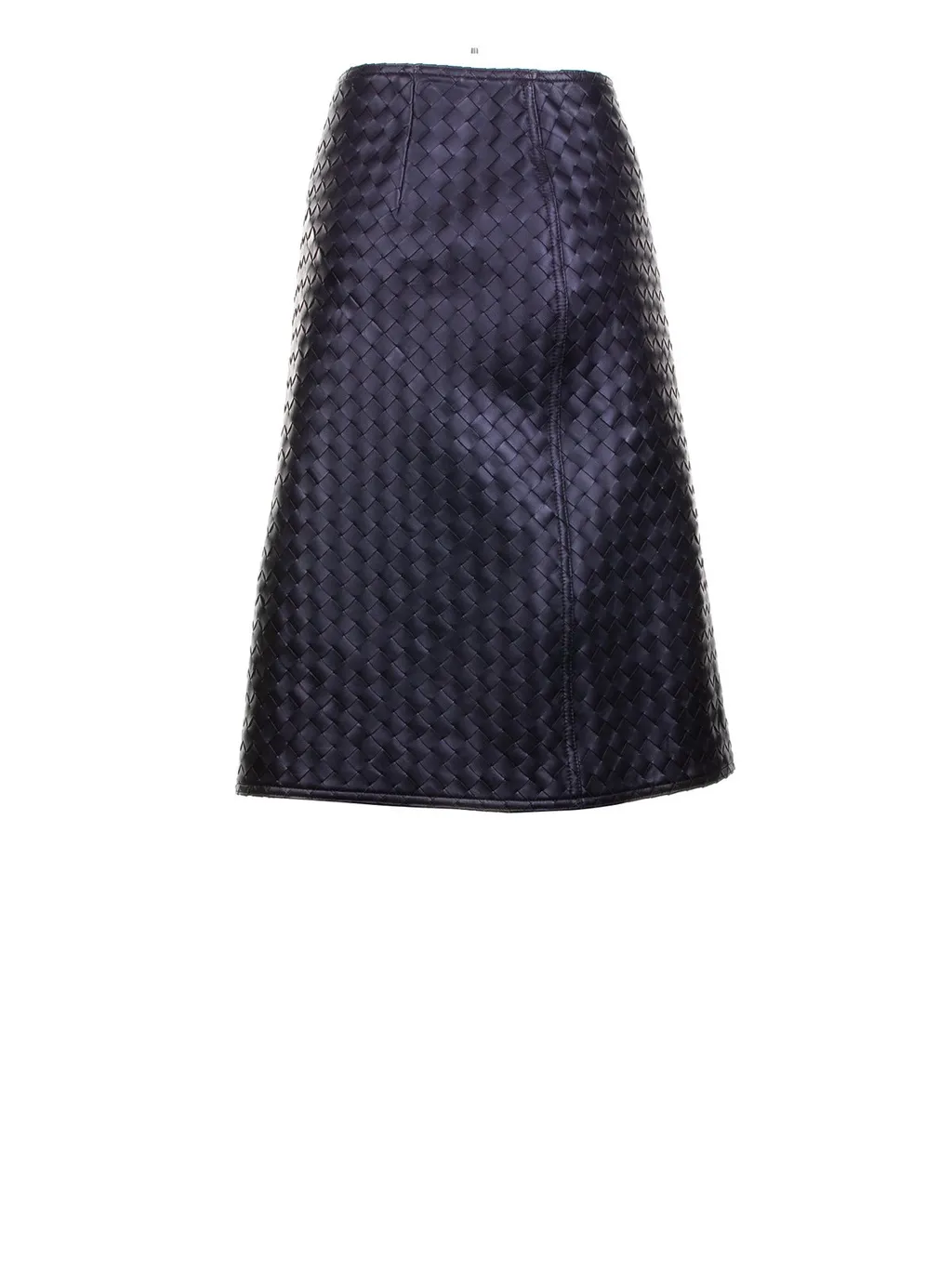 Intrecciato Leather Midi Skirt