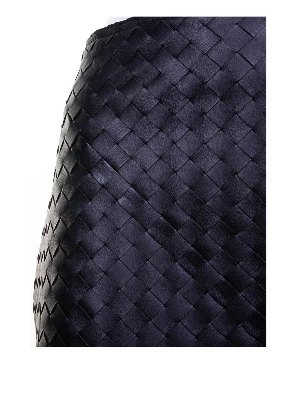 Intrecciato Leather Midi Skirt