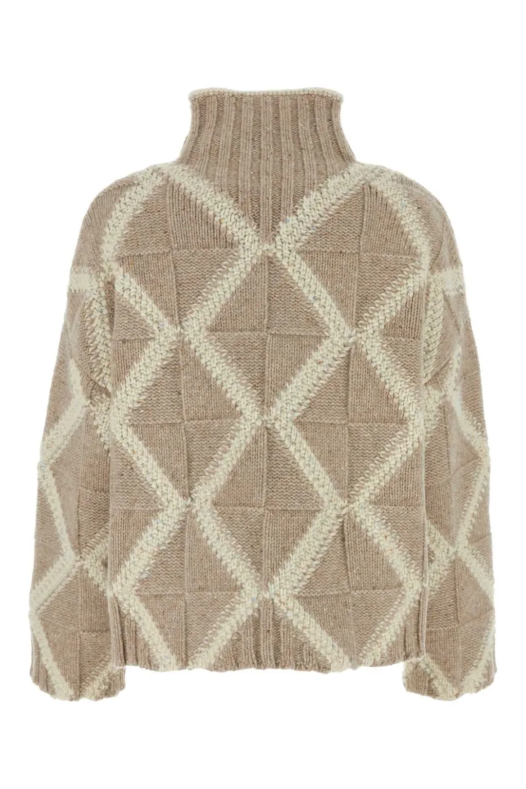 Argyle Intarsia Knit Turtleneck Jumper