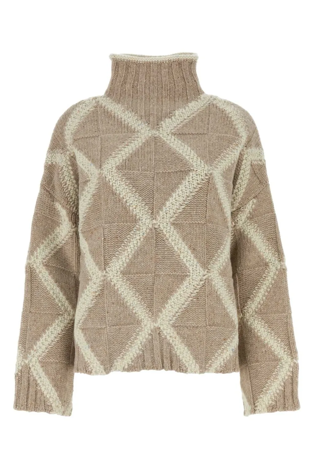 Argyle Intarsia Knit Turtleneck Jumper