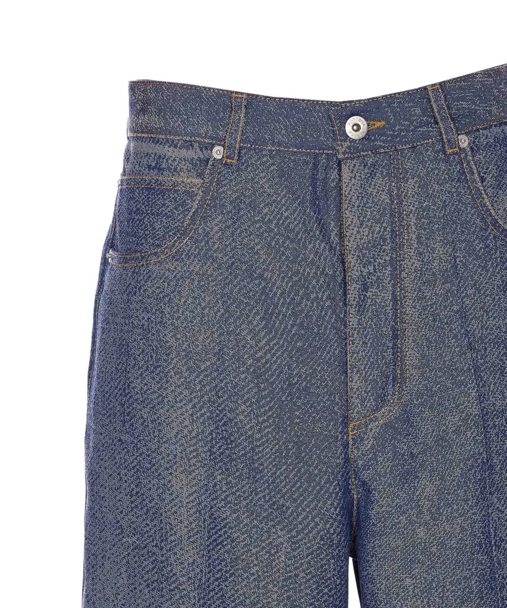 Denim Effect Wide Leg Trousers