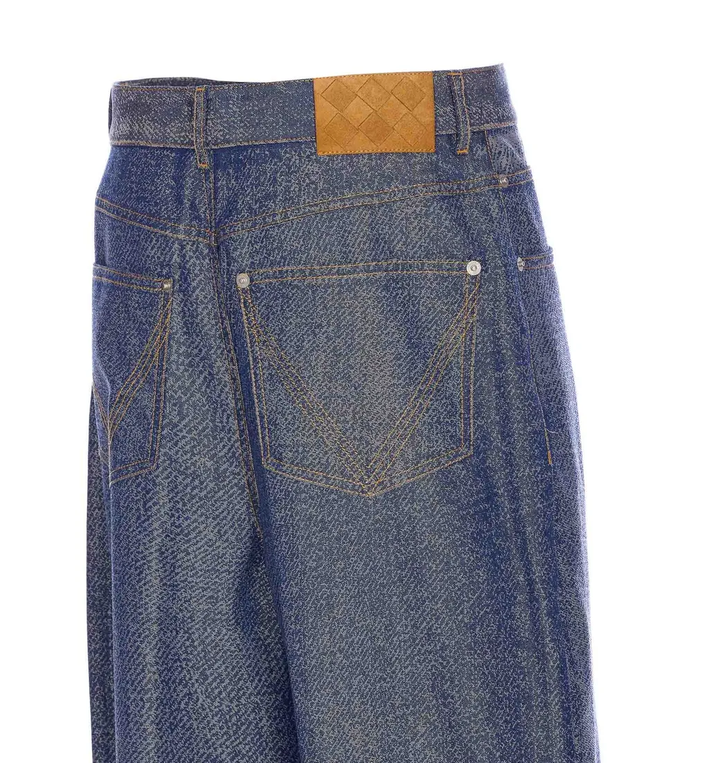 Denim Effect Wide Leg Trousers