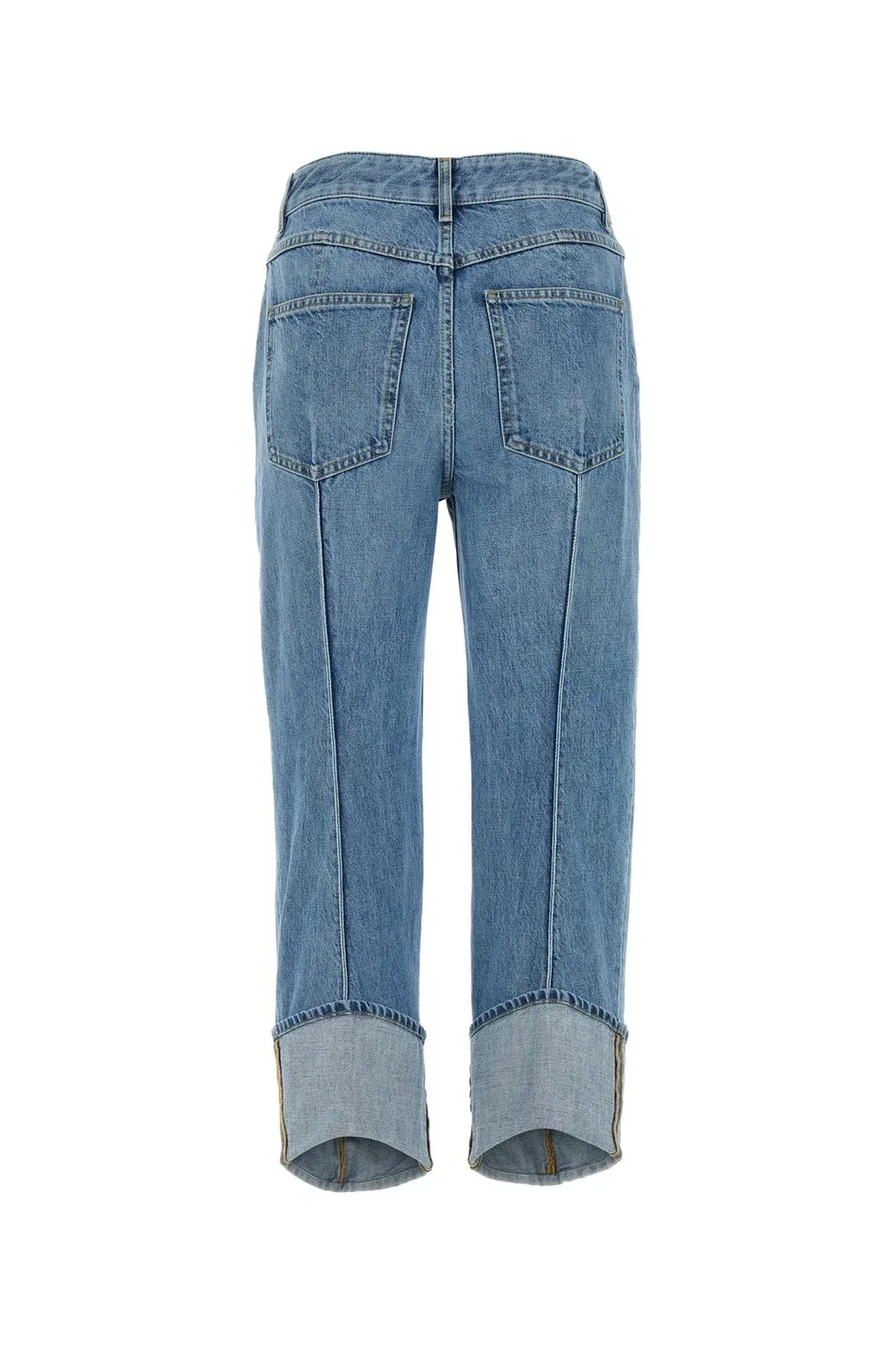Buttoned Curved-Cut Jeans