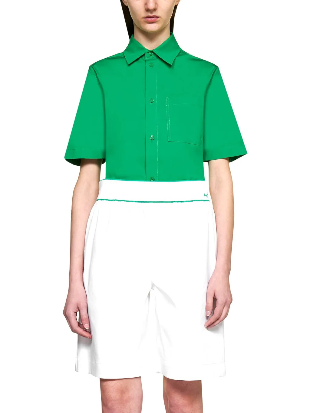 Contrast Stitched Logo Embroidered Shorts