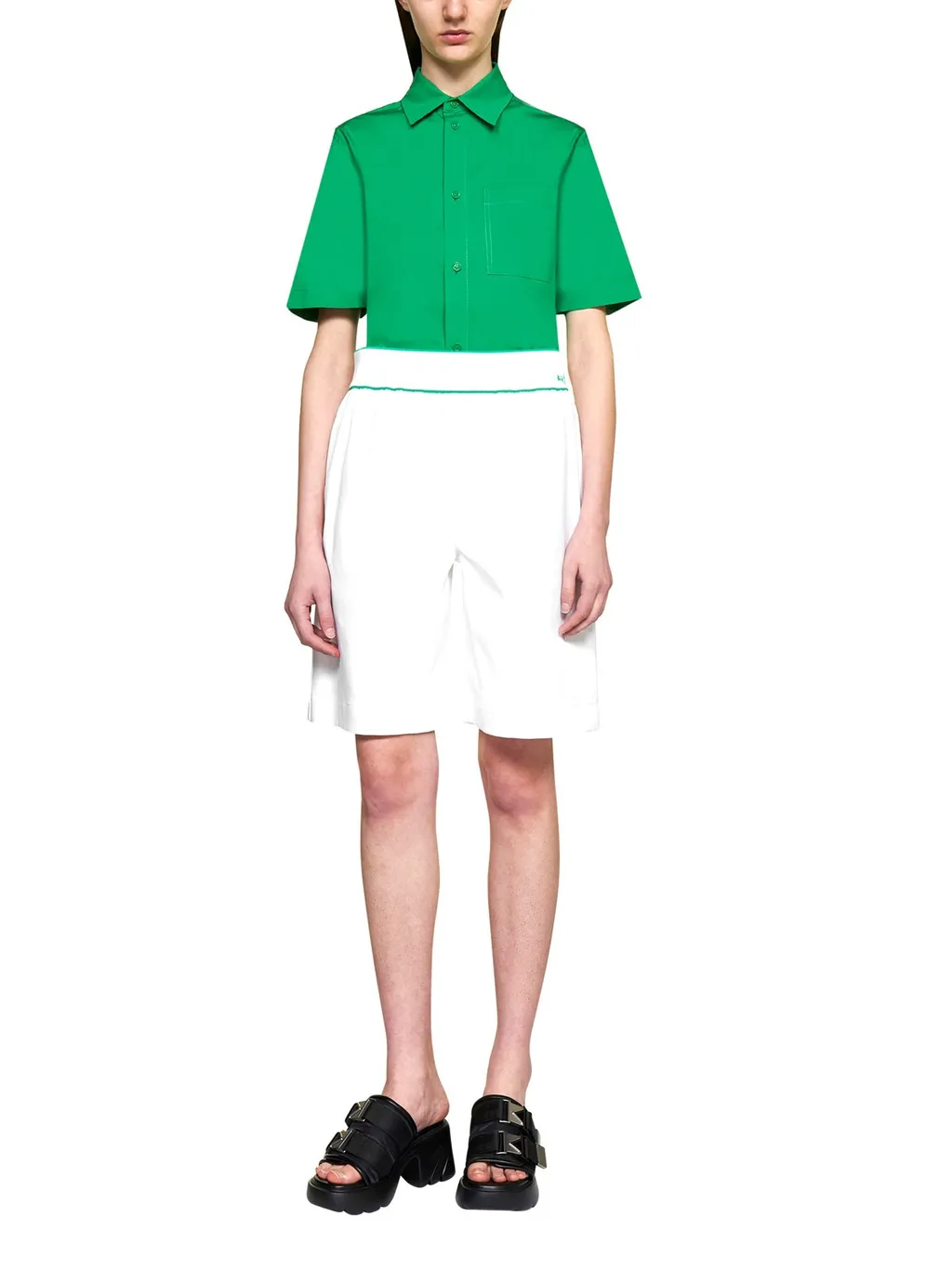 Contrast Stitched Logo Embroidered Shorts