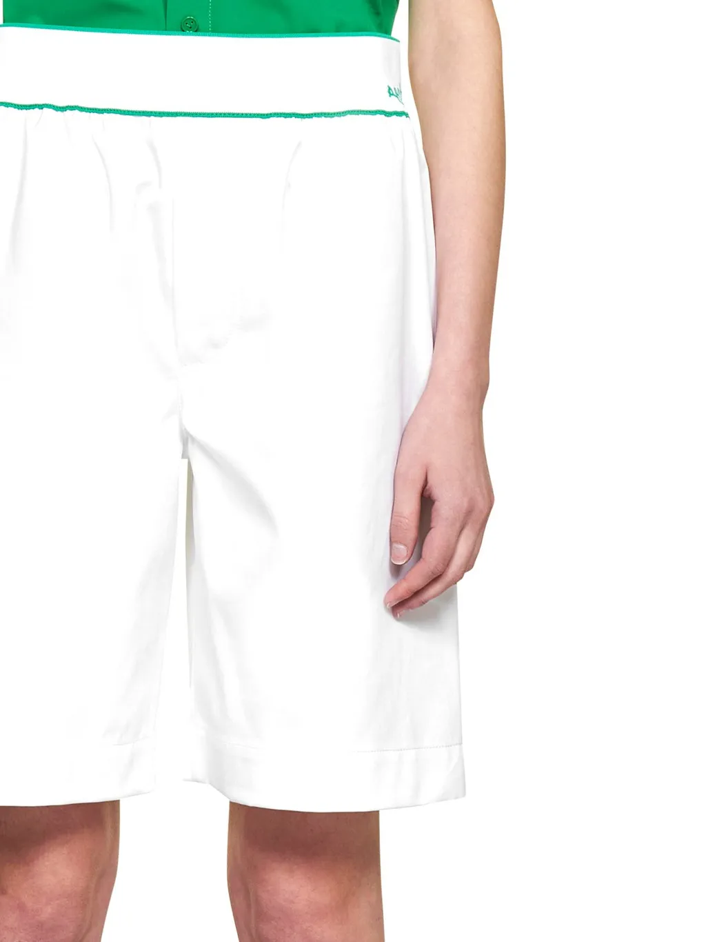 Contrast Stitched Logo Embroidered Shorts