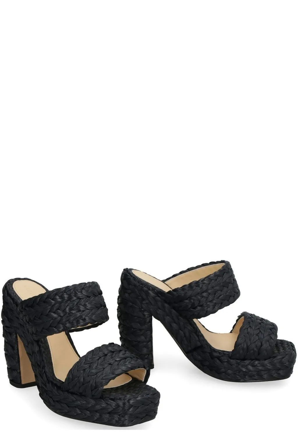 Woven Slip-On Heeled Sandals