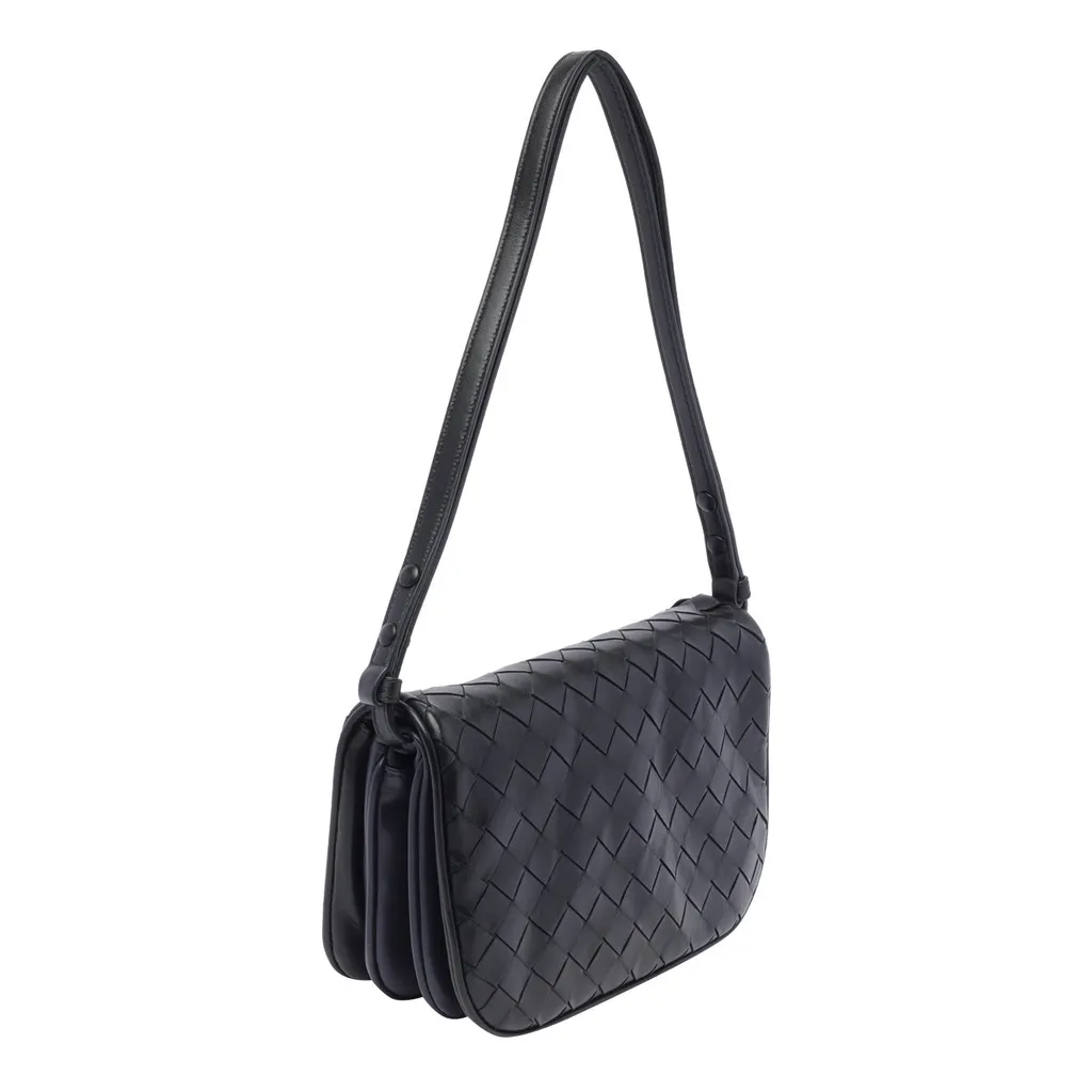 Intrecciato Foldover Top Shoulder Bag