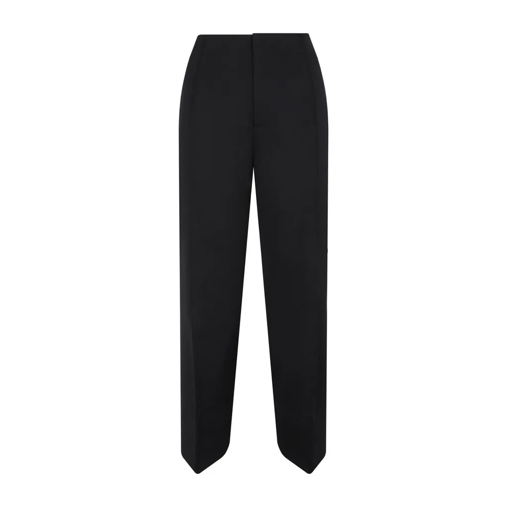 Curved Cut-Out Hem Tailored Pants