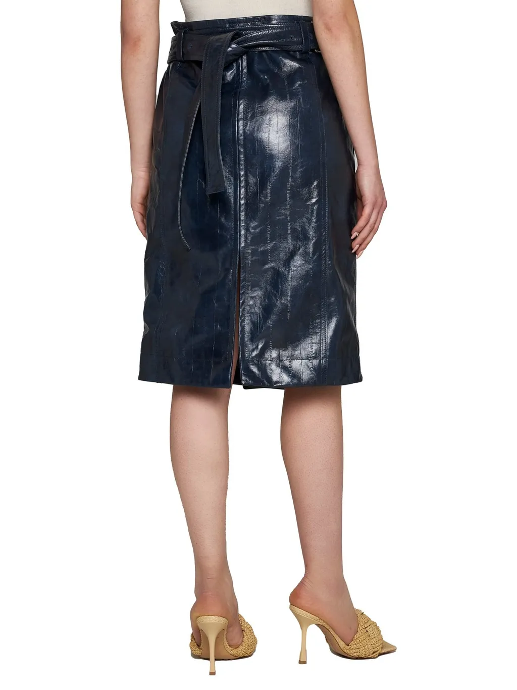 Embossed Leather Midi Skirt