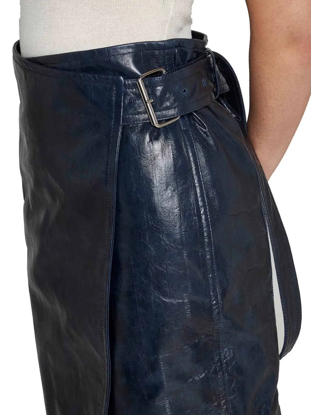Embossed Leather Midi Skirt