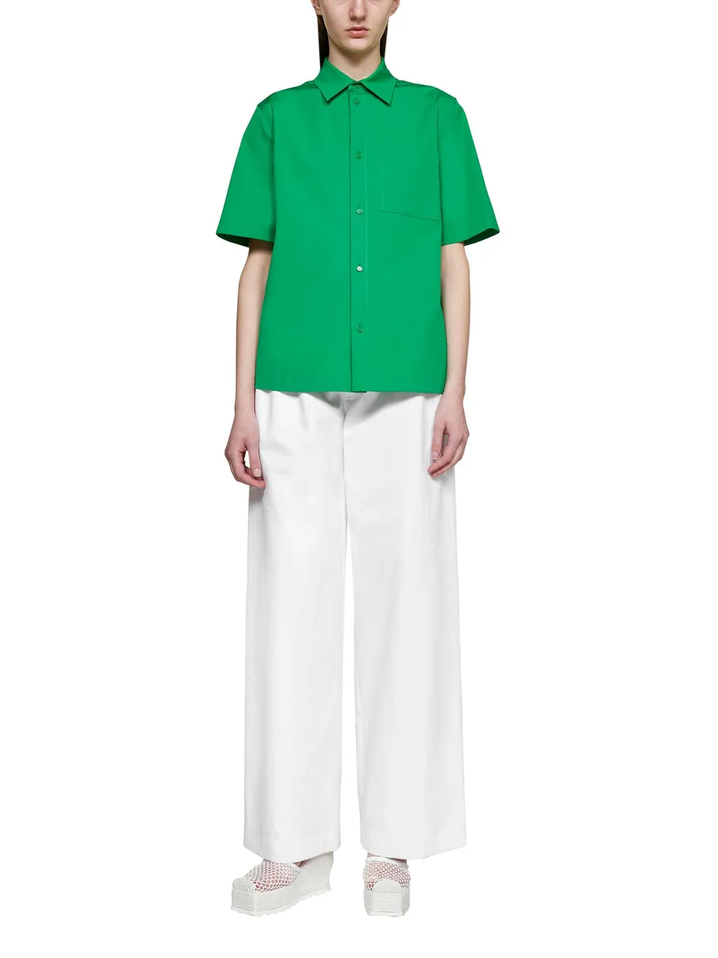 Logo Waistband Wide Leg Trousers