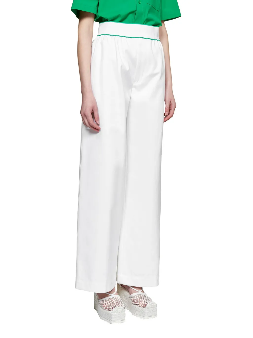 Logo Waistband Wide Leg Trousers