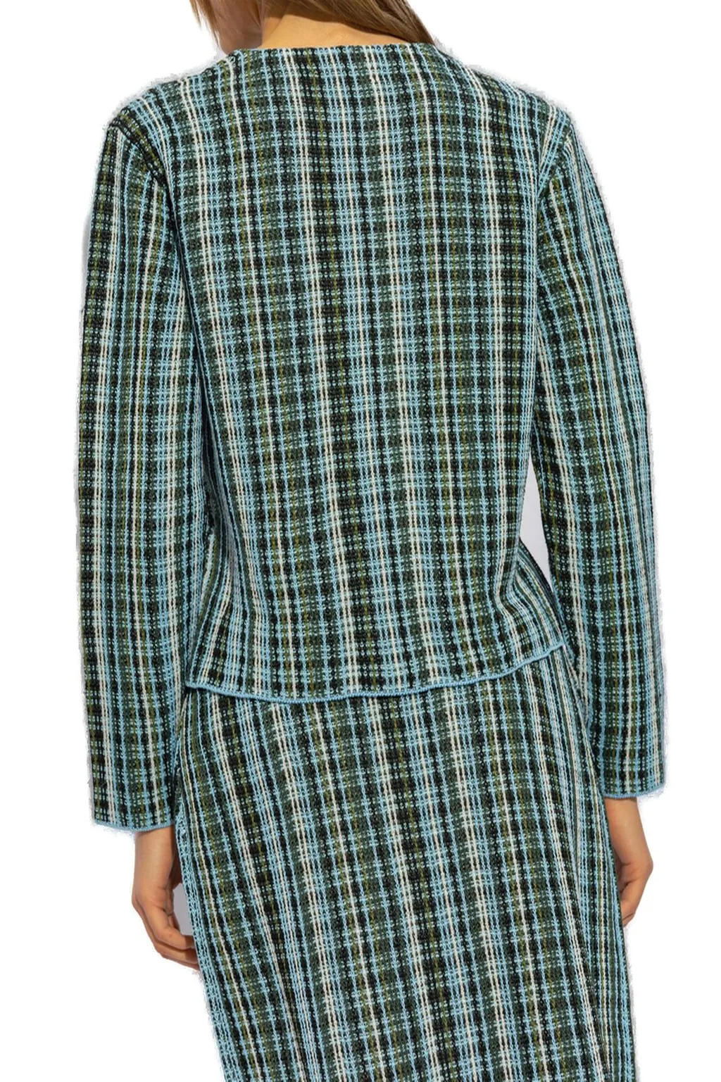 Checked Round Neck Cardigan