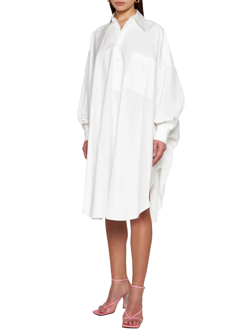 Half-Buttoned Shirt Dress