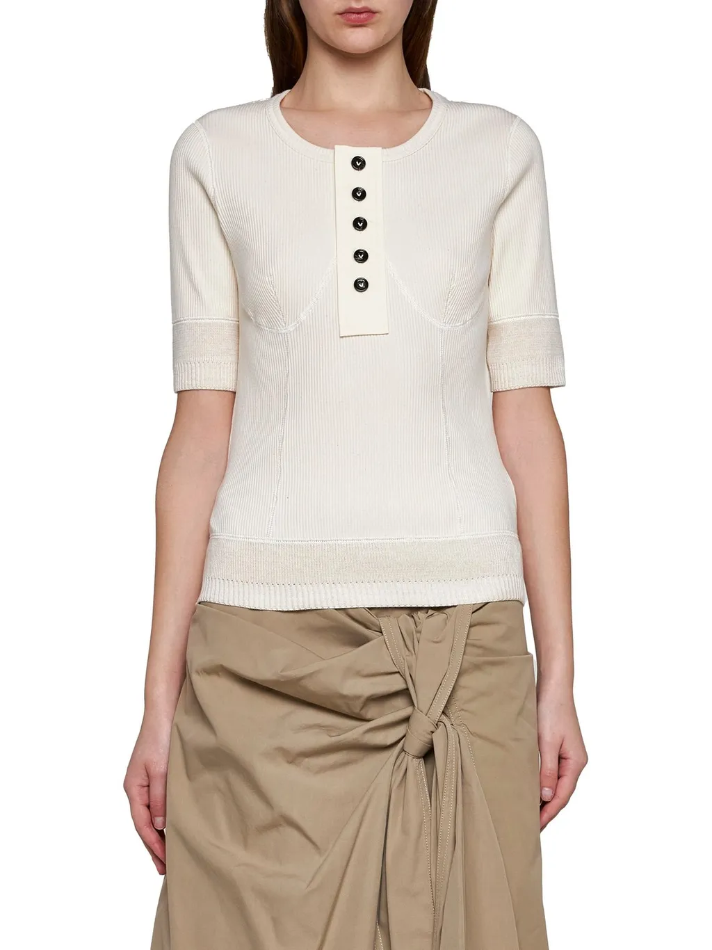 Slim Fit Ribbed Knit Top