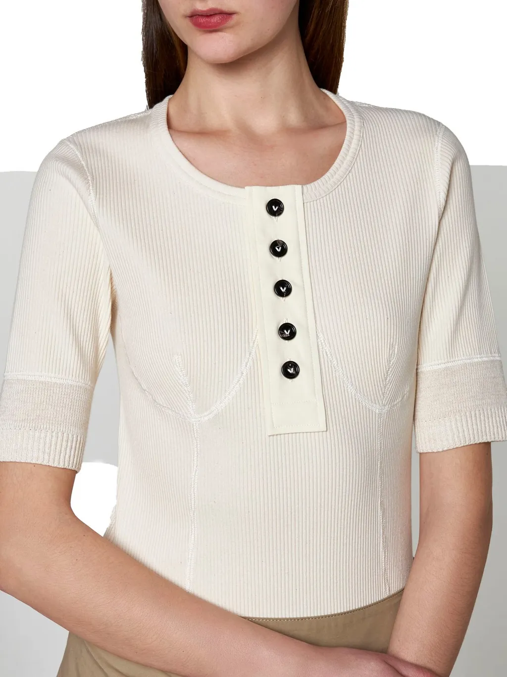 Slim Fit Ribbed Knit Top