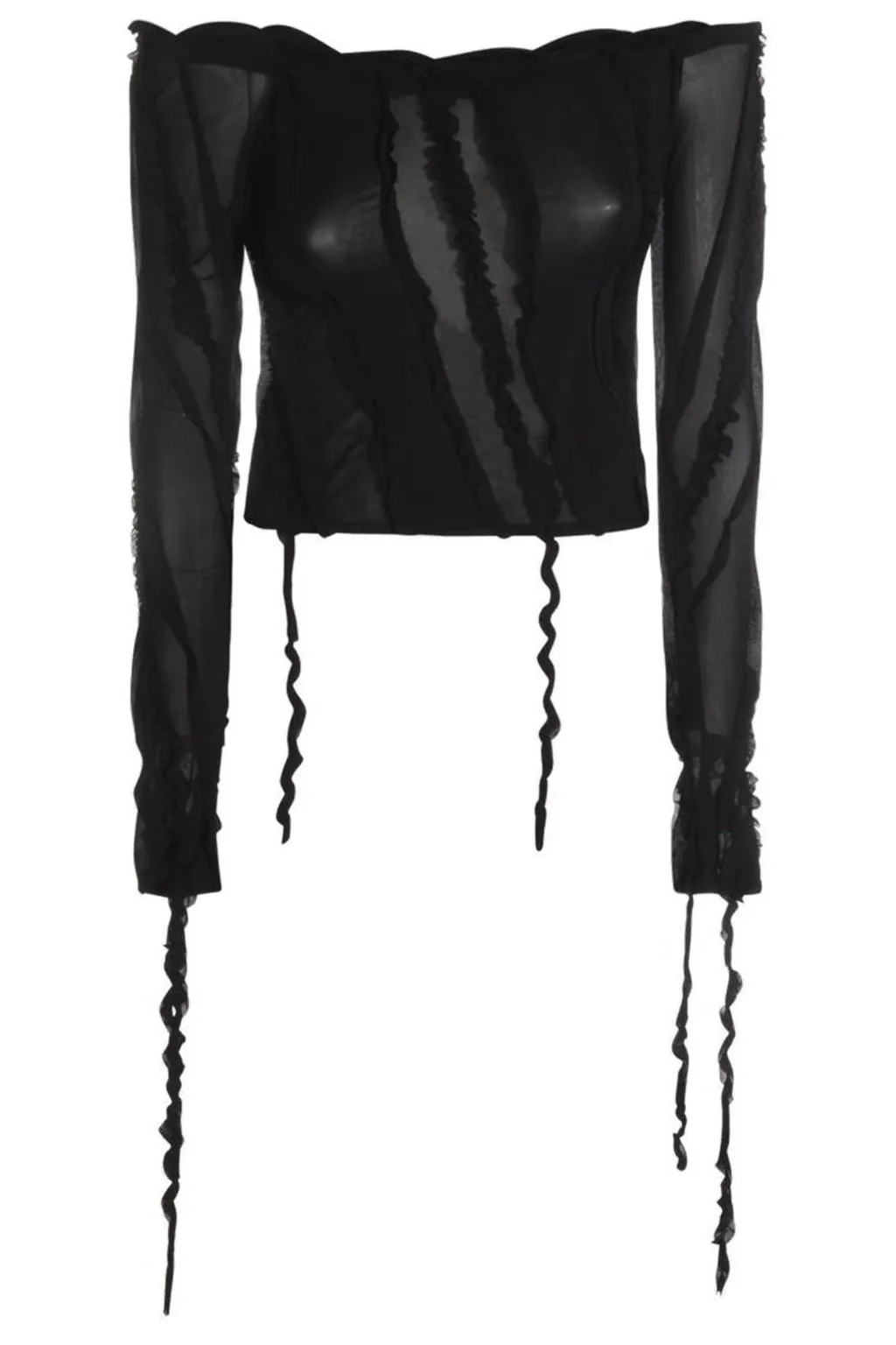 Off Shoulder Semi Sheer Top
