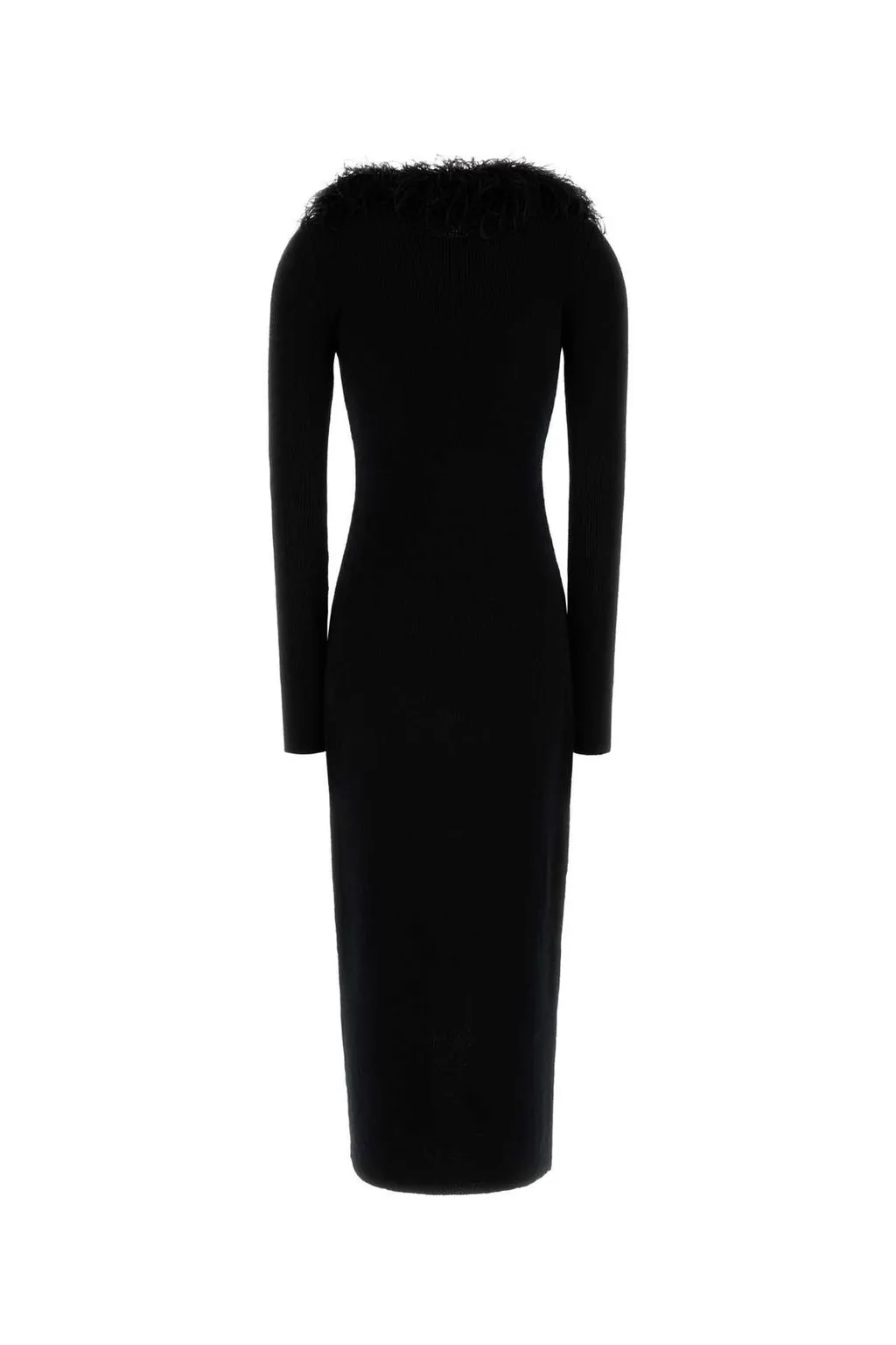 Shearling Detailed Ribbed Dress