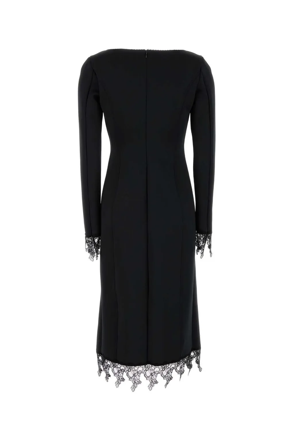 Lace-Detailed Zipped Midi Dress