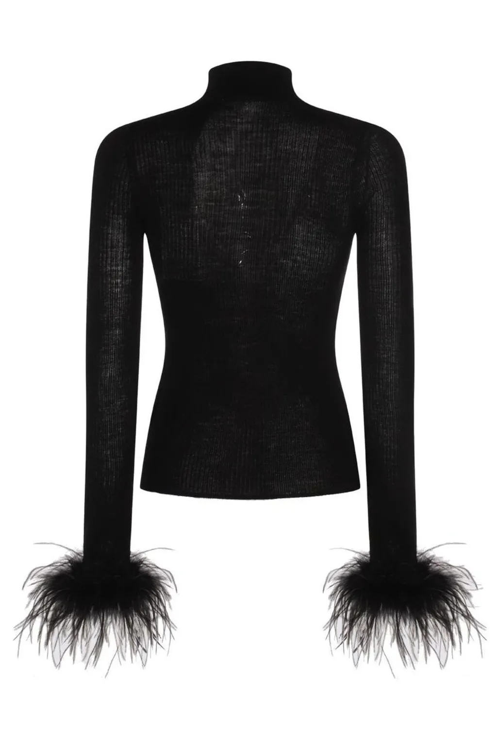 Feather-Trimmed Roll Neck Jumper