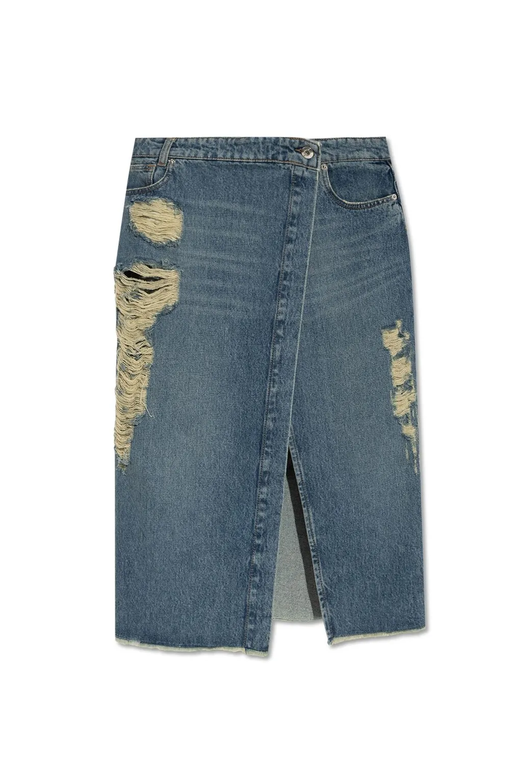 Vintage Effect Distressed Denim Skirt