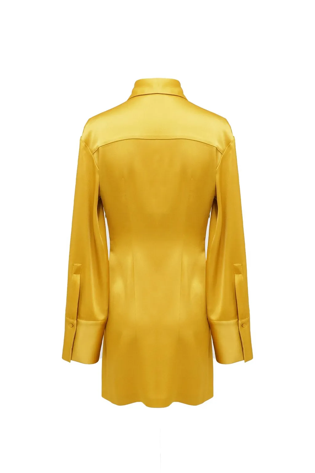 Long Sleeve Satin Mini Shirt Dress