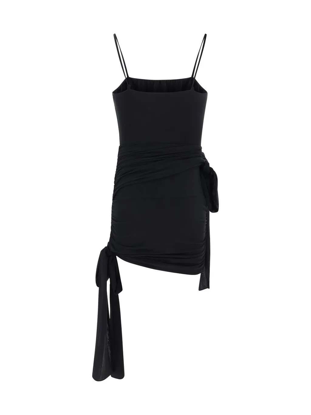Bow Embellished Asymmetric Hem Mini Dress